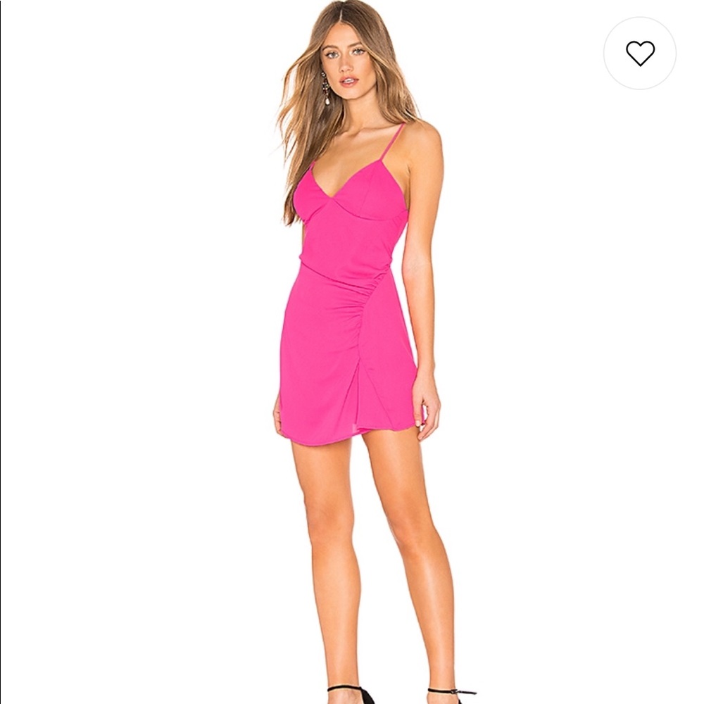 Ruched Mini Dress in Fuchsia Pink